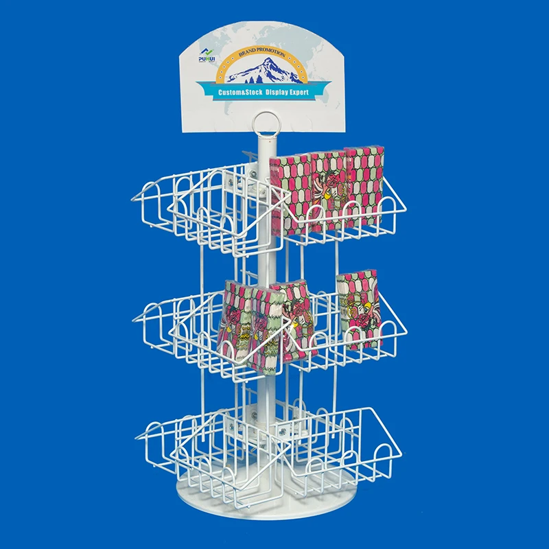 Counter Stand Retail Shop Presentation Metal Wire Spinning Basket