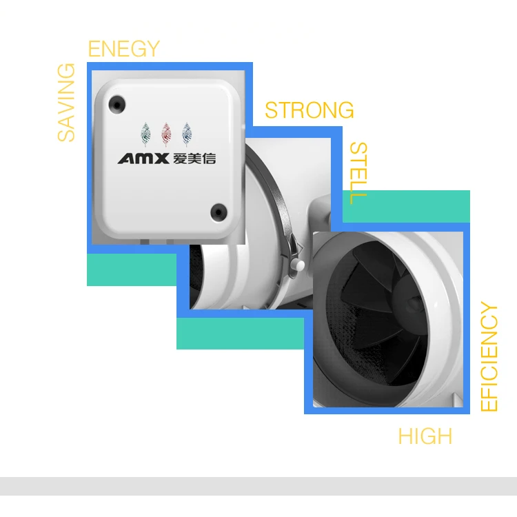 Mixed Flow Duct Fan, Plastic, 110-127V 60Hz, Full ABS Plastic - detail 6