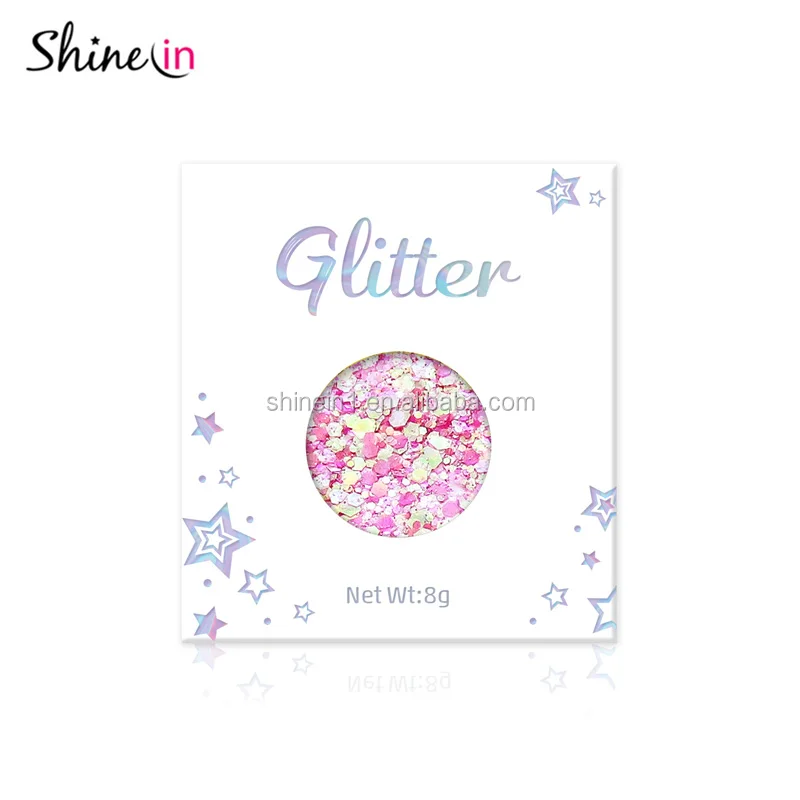 

Shinein Envelope Packaging Non-toxic Pink Hair Body Glitter Holographic Chunky Eye Glitter for Eye Face Cosmetic, Pink or choose from our color card