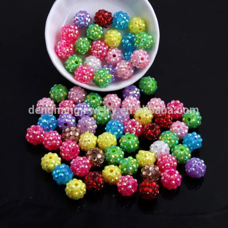 

Mix Colorful Color Resin Rhinestone Ball Beads for Kids Chunky Necklace Jewelry Supplier 10MM to 30MM Stock