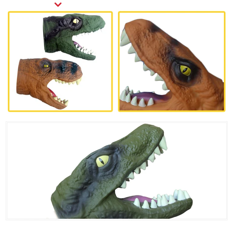 仿真孩子玩具头橡胶恐龙手木偶