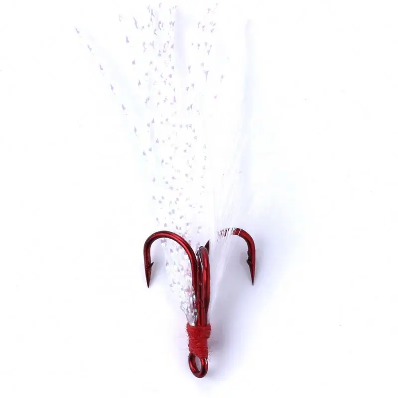 

Boxed high carbon fishing hooks Red hook white feather hook, As picture