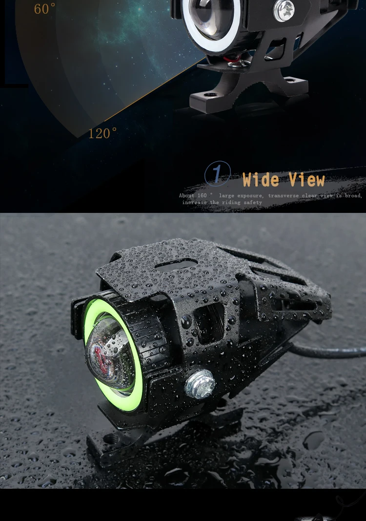 M7 Led Motorcycle Headlight 12v Led Angle Eye Headlight 20w Waterproof