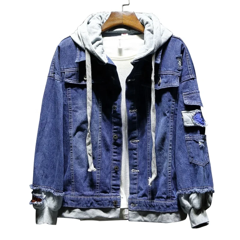 JK88A Cowboy Jacket Jean Men,Men Jean Jacket,Wholesale Denim Hooded Jacket Men