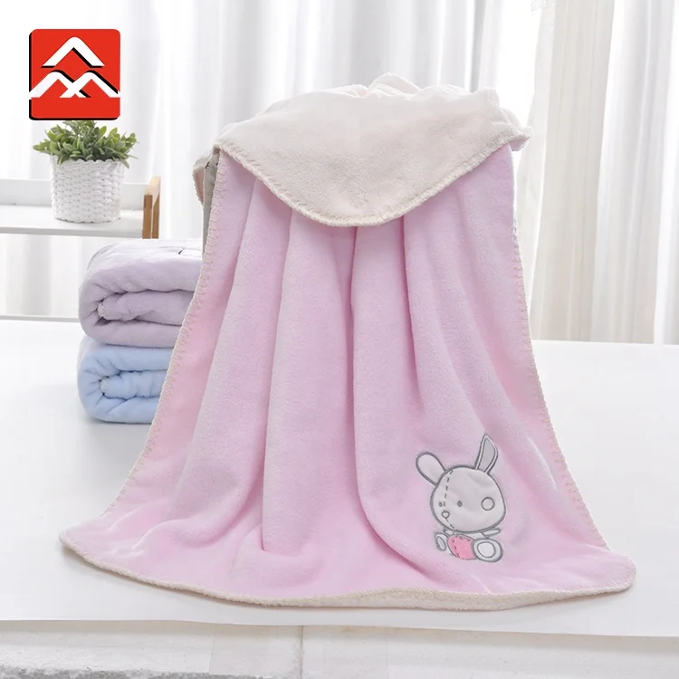 
Double Flannel Blanket Children Cartoon Embroidered Baby Blanket 