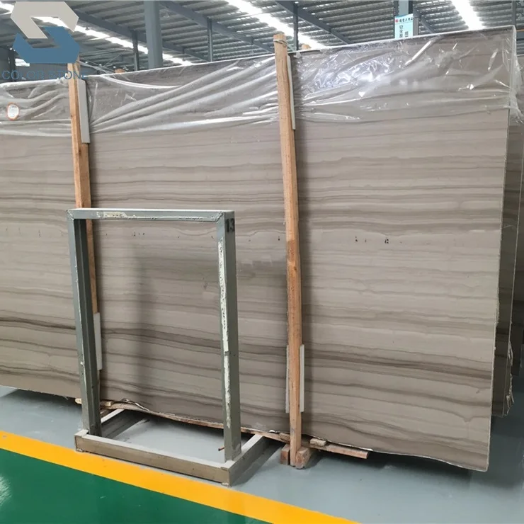 Cheapest Wooden Marble Slab Gray Wood Athens Grey For stairs and risers