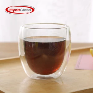 Image of Custom logo drinking glasses, double wall glass coffee wine cup