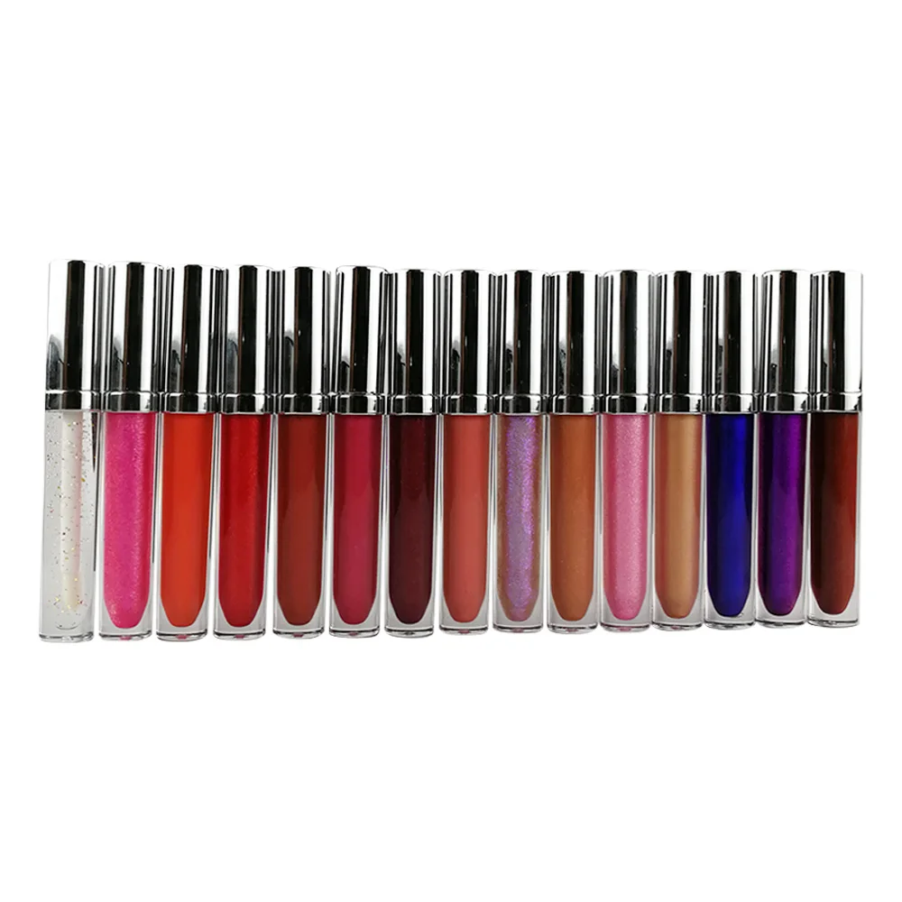 

Popular hottest high quality 15 colors glossy lip gloss wholesale private label shimmer lip gloss