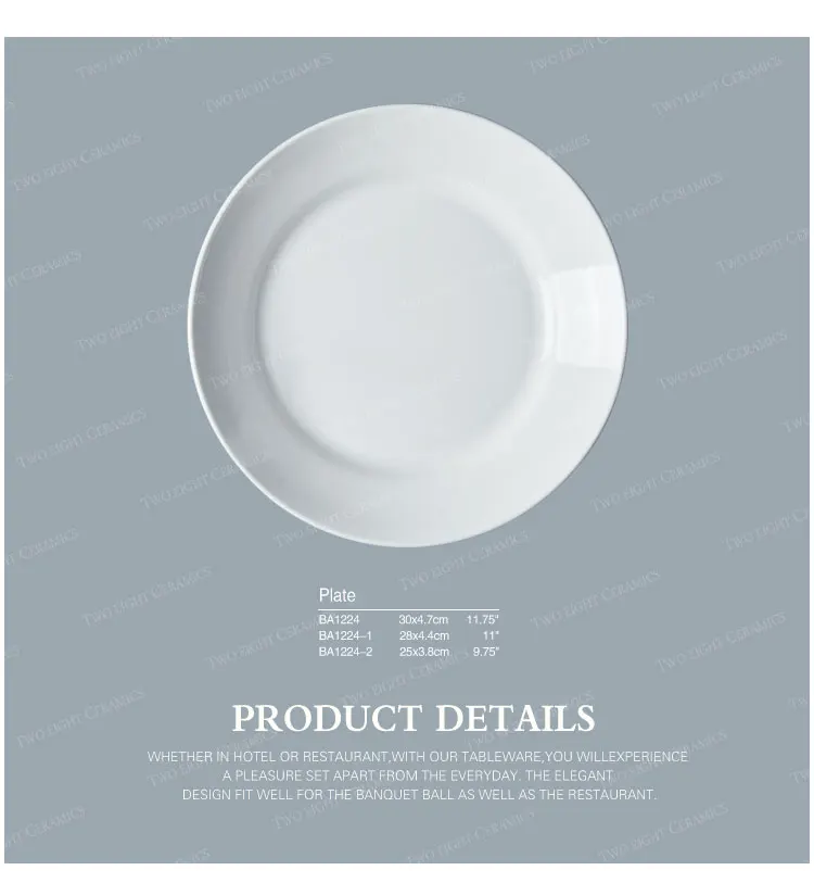 product-Two Eight-Eco Friendly Ceramic Round Porcelain Restaurant Plate, White Wedding Dinner Plate-