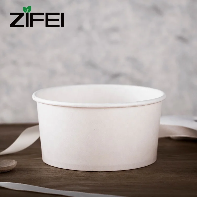 
Disposable kraft white paper bowl for salad and hot soup and rice bowl 