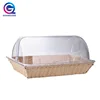 Custom made graceful square Cake Bread Keeper PP rattan bakers basket with dome