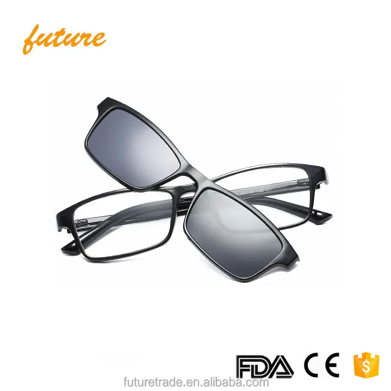 

J1646 Polarized TR90 Glasses Brand Retro 2019 Frame Shades Classic CE Magnetic Clip on Sunglasses, Blue grey silver leoaprd