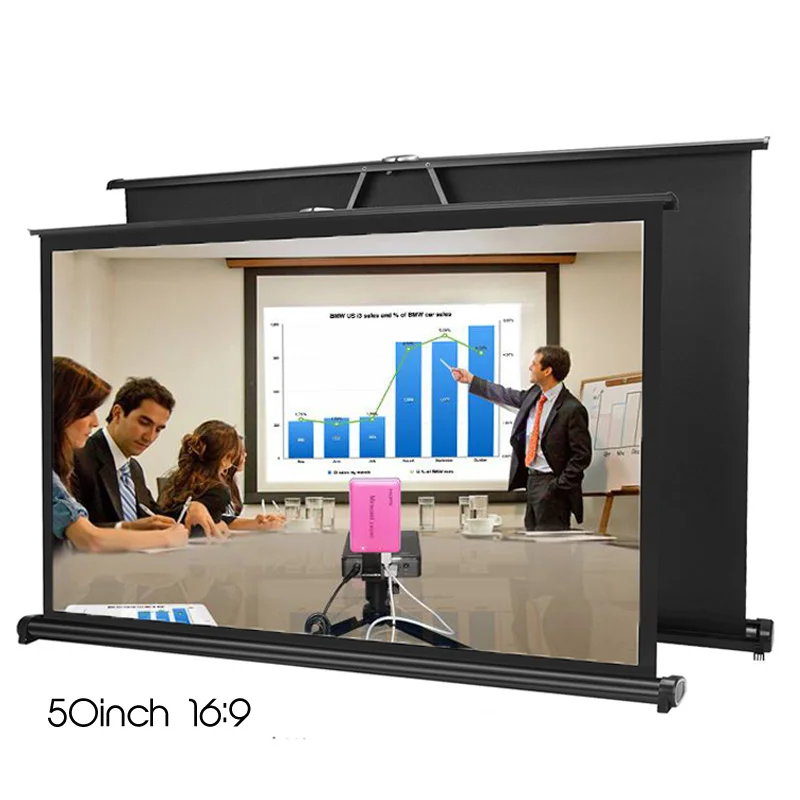 

50 Inch 16:9 Portable Tabletop Projection Screen Matte White Foldable Table Projector Screen For Office Business Travel Cinema