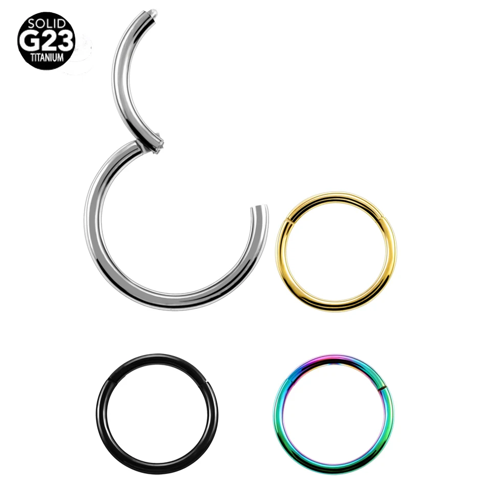 

20pcs /Lot G23 Titanium 16G 14G Hinged Segment Ring Septum Clicker Piercing Nose Earring Tragus Nose Piercing Body Jewelry