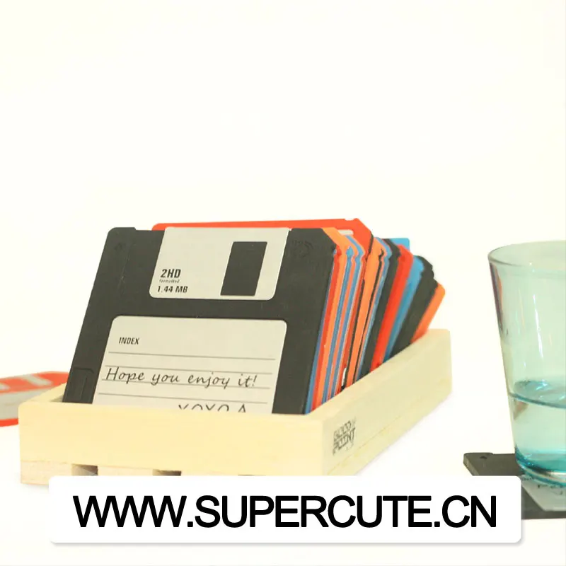 

Cup Mat Coasters Drink Coasters Silicone Floppy disk black silicone coaster, Black;blue;red;orange;green;pink