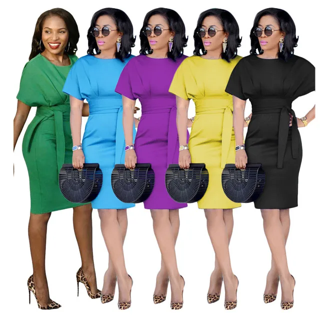 

5 Color Plus Size Fashion African Design Women Office Work Clothing Dresses Lady Summer, Customized color