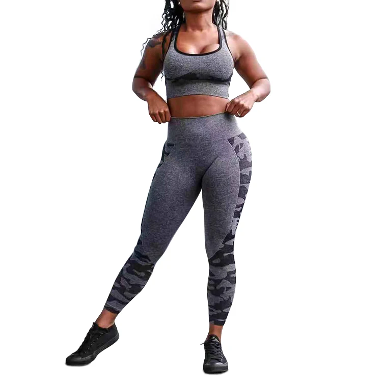 

2019 New Fashion Women Seamless Sport Gym Athletic Leggings Camouflage Running Workout Clothing Fitness, As picture