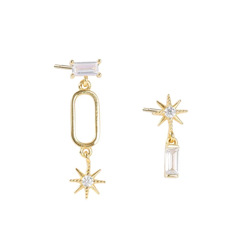 

E1804 Trending Jewellery 925 Silver Jewekry Zircon Earrings 18K Gold Plated Star of David Star Earrings For Women Girls