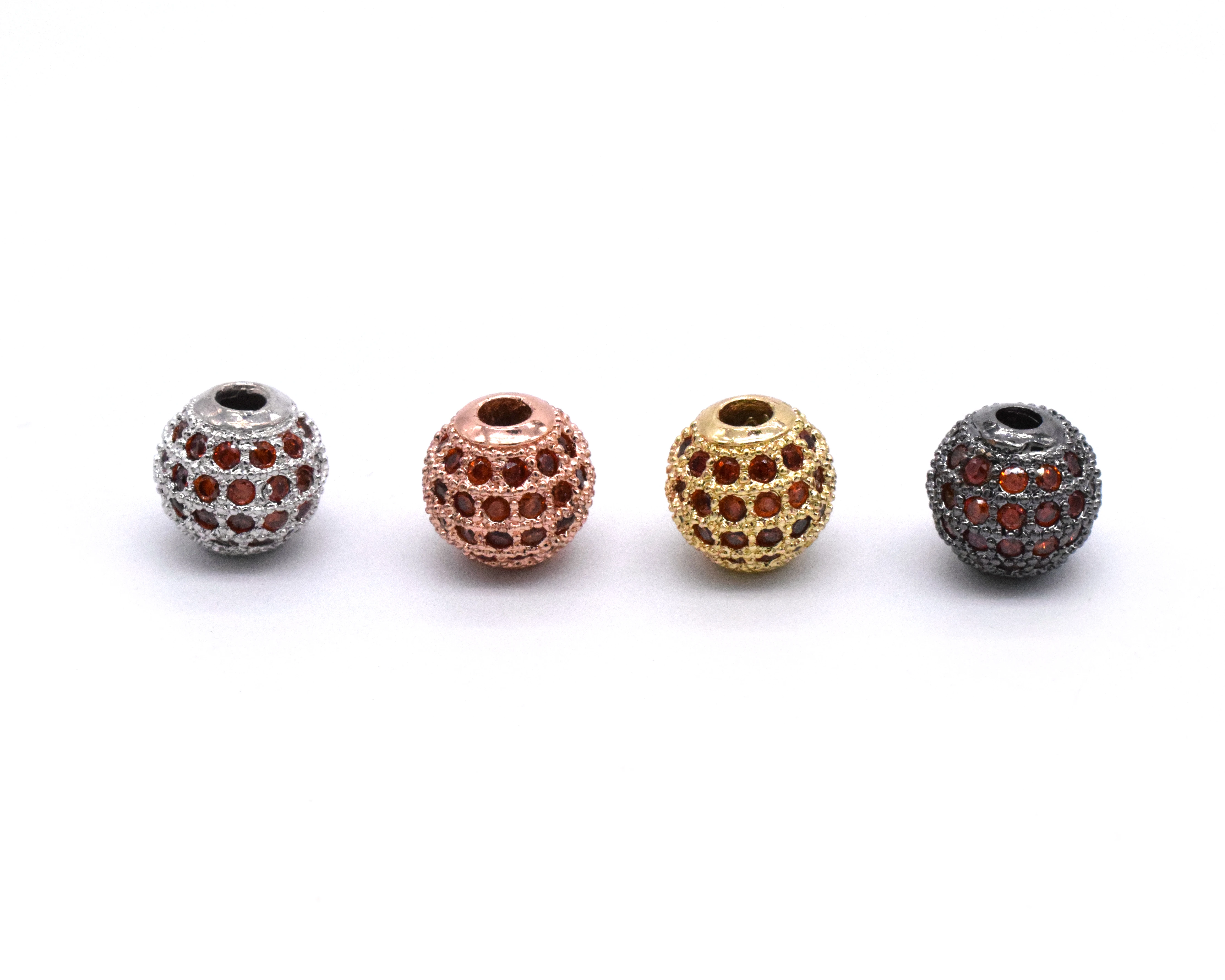 

Yiwu Factory Silver Plated Mirco CZ Pave Garnet Zircon Ball Shape Charm Beads Zircon Ball, Multi color