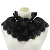 Fashion New Black Mini Cape Detachable Lace Pearl Neck Ruffle Collar for Women