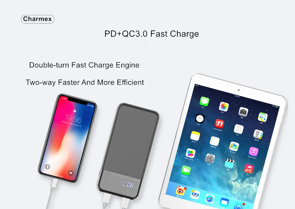 18W Fast Charge Portable Power Bank Ultra-thin 10000 mAh PD+QC3.0 Power Bank for iphone charging - ANKUX.COM