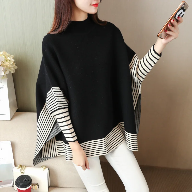 

latest winter crew neck batwing sleeve women winter thick sweaters warm cape, Black,brown,grey,beige,white etc.