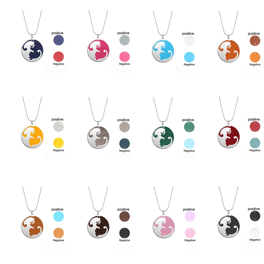 Fashion Necklace 2019 Hollow out Custom Necklace Colorful Interchangeable Leather Stainless Steel Necklace Women