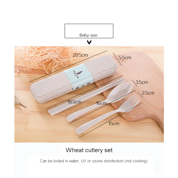 Wheat Straw Environmental Nontoxic Chopsticks Spoon Fork Threepiece