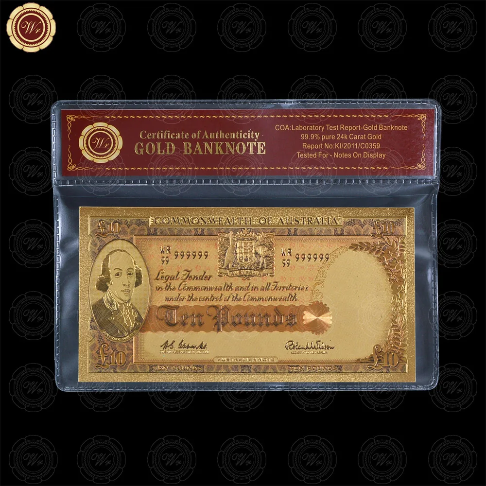 

24k Gold Plate Replica Banknotes 24K Gold Foil Paper Money 10 Pound