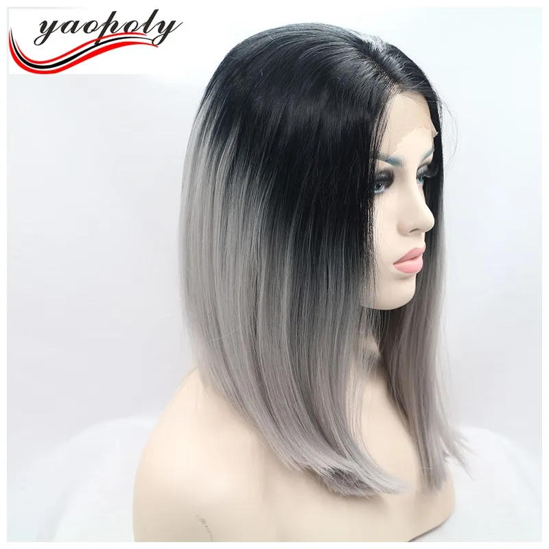 Mode Grau Synthetische Spitze Front Perucke Glueless Ombre Naturliche Schwarz Silber Grau Kurze Bob Hitzebestandig Haar Perucken Fur Frauen Buy Perucken Fur Frauen Ombre Perucken Bob Hitzebestandig Haar Perucken Product On Alibaba Com