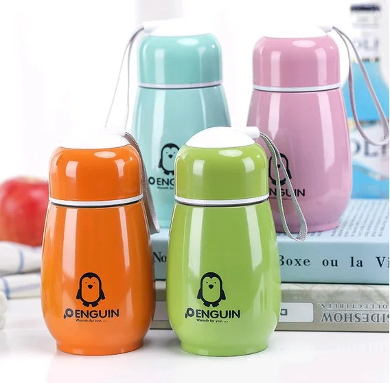 

HT200007 Size 10oz Cute Mini Vacuum Insulated Stainless Steel Thermos Travel Insulated Tumblers Penguin Bottle for Kids, Refer to pictures