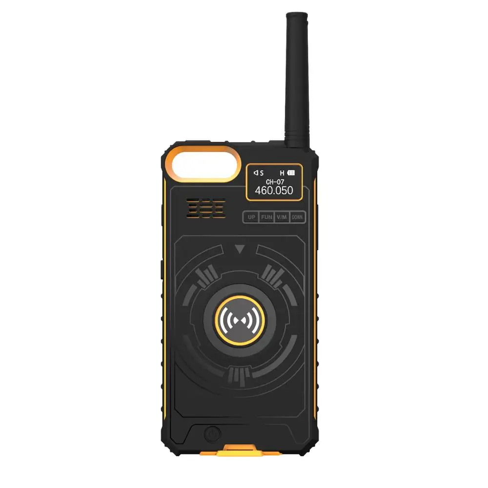 

New arrival 5W Portable vhf radios uhf Radio Multifunctional Wireless Handheld Walkie Talkie power bank Mobile Phone Case, Yellow;green