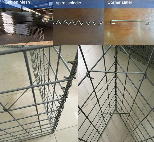 1x1x0.5m 2x1x1m Galfan Zn-Al coated galvanized italy gabion mesh basket cage
