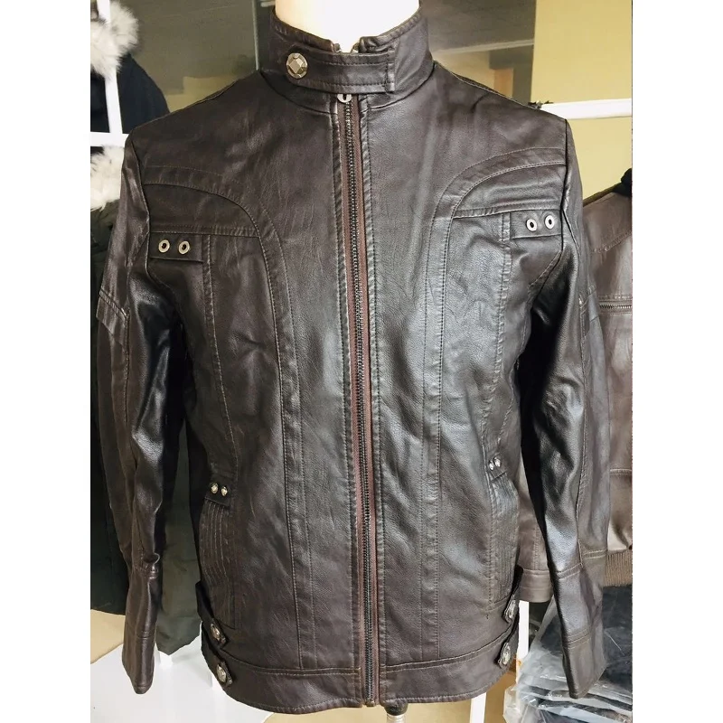 

China Custom High Quality Zipper Motorcycle Men's Leather Jacket Biker, Black;yellow;brown