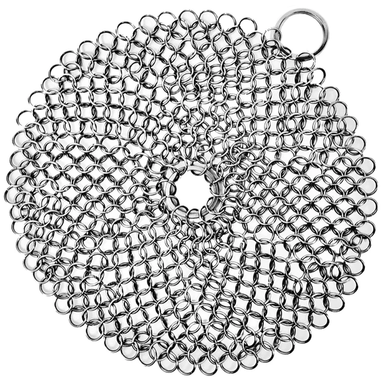 

7 Inch Stainless Steel Chainmail Scrubber For Cookware Cleaning , Round Shape, Silvery color