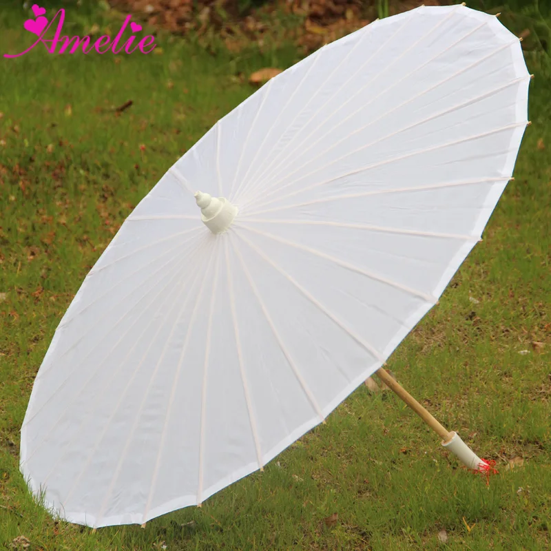 

2019 Plain Solid Color Pure White Color Bamboo Ribs Stock Market Chinese Silk Parasol, White ,yellow,blue,pink ,orange and so on