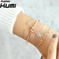 

Fashion 4pcs sets Modern Design 18K gold bracelets charm bangles