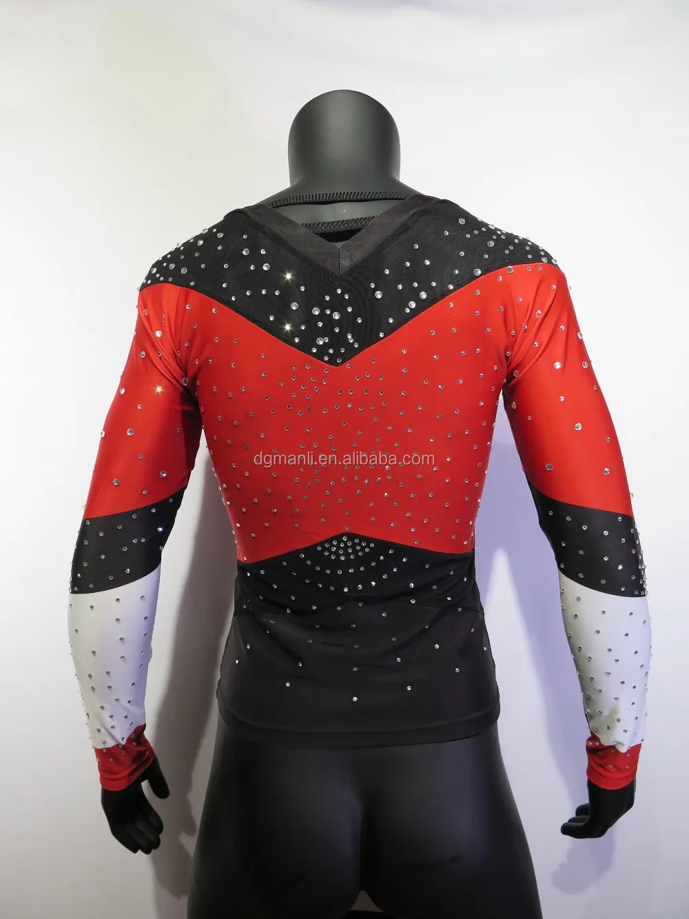 Sublimation Perfect Long Sleeves Cheer Top,Mesh Fabric With Rhinestones