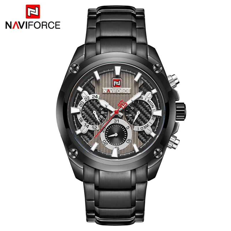 

NAVIFORCE Brand 9113 Men's Fashion Quartz Wrist Watch Waterproof Stainless Steel Military Sports Watches Clock Relogio Masculino
