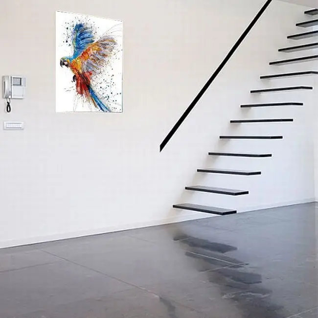 
Modern column interior design wooden floating stairs residential stairway 