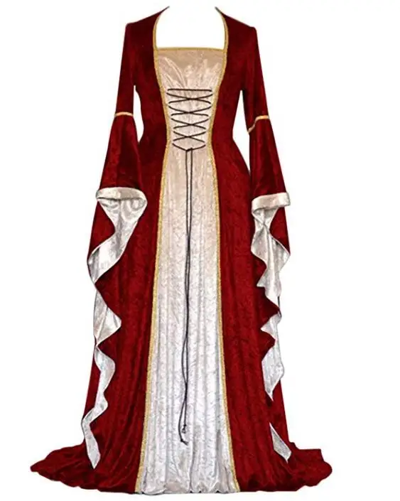 

ecowalson Womens Renaissance Medieval Costume Dress Lace up Irish Over Long Dresses Cosplay Retro Gown, N/a