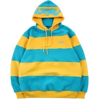 

P144 2018 Hip Hop stylish thick fleece stripe mens hoodies
