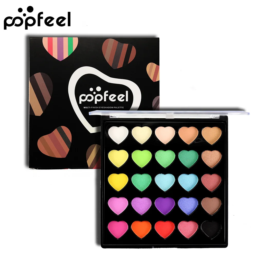 

POPFEEL 25 colors Heart shape eye shadow powder palette matte color pearl eyeshadow