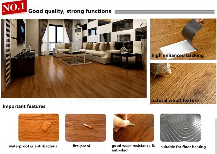 100 Waterproof Wood Texture Pvc Tile Commercial Vinyl Plank
