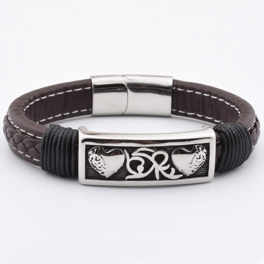 Mens Clasp Types Leather Wide Skull Bracelet Homme Buy Leather Wide