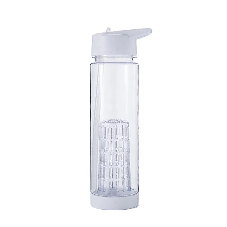 

Lovely 2018 white color fruit infuser water bottle with flid straw plastic tritan plastic tutti water bottle, Customized