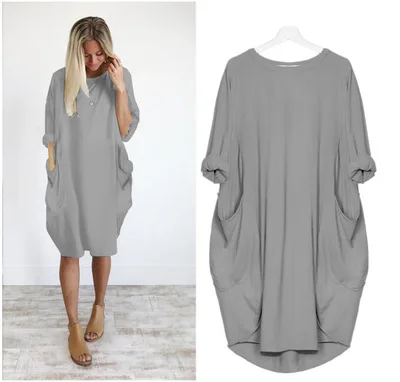 

New Winter Women Dresses Causal Loose Pullover Autumn Long-sleeved Dresses Thick Warm