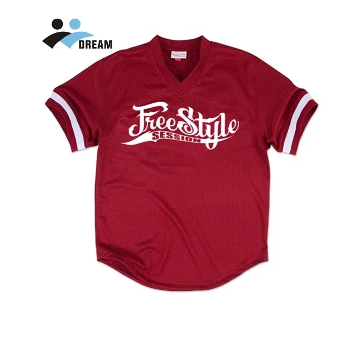 Custom Baseball Team Embroidered 100 Polyester T Shirts Mesh Plain