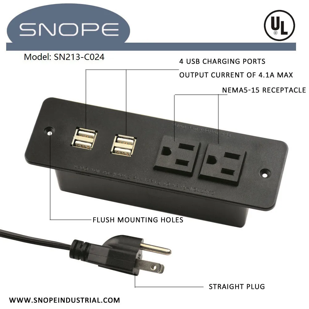 Us Panel Mounted Furniture Power Outlet With Usb Charging Ports Buy