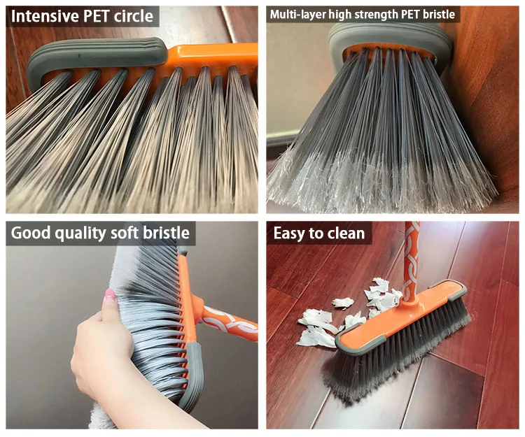 Strong pp block plastic floor cleaning broom with soft bristle
